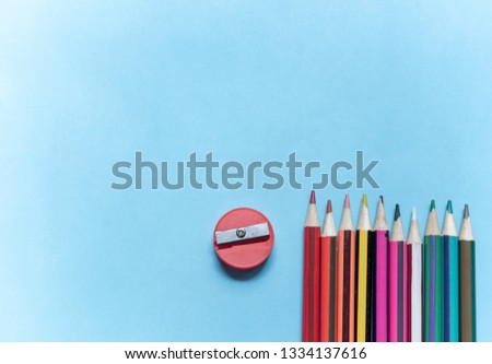 flat lay top stationery pencil