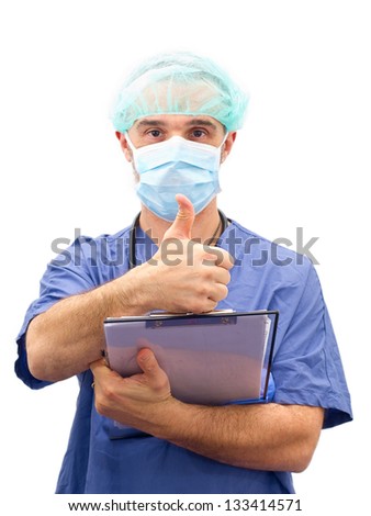Doctor physician approval OK hand sign isolated in white background
