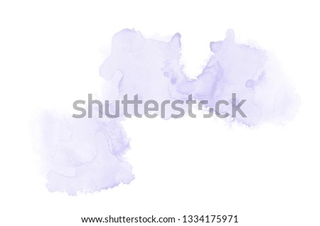 Abstract watercolor background image with a liquid splatter of aquarelle paint, isolated on white. Violet tones