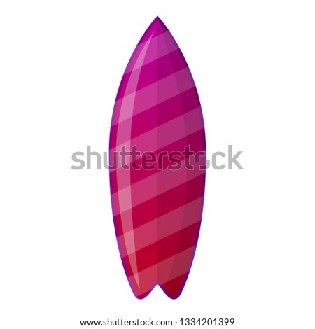 Purple surfboard icon. Cartoon of purple surfboard icon for web design isolated on white background
