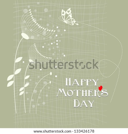 Happy Mother's Day. with moss color background.Vector eps10 , illustration