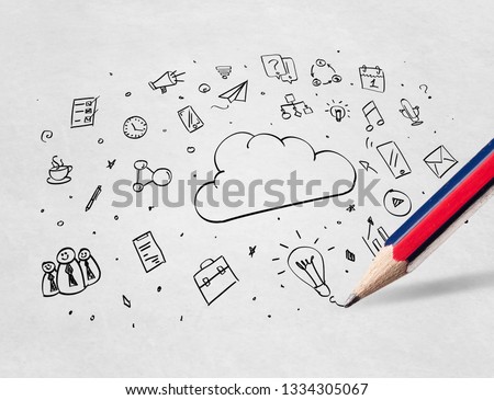 Pencil drawing online task management concept