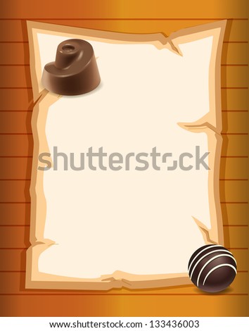 Illustration of an empty paper with chocolates