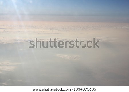 Panorama of clouds seen from the plane