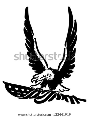 Defiant American Eagle - Retro Clip Art Illustration