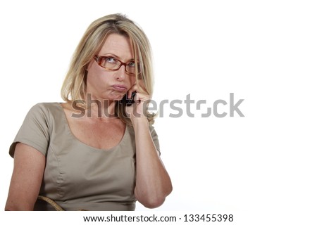  Unhappy woman on the phone