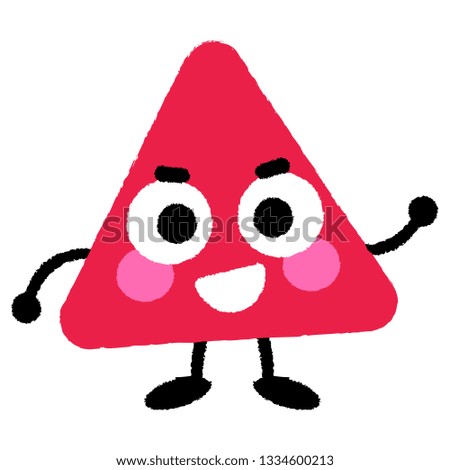Vector Red Triangle Cartoon Character with Smiling Face