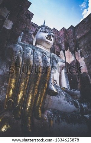 Wat Si Chum is a temple where Phra Atchana, buddha stupa in Sukhothai of Thailand