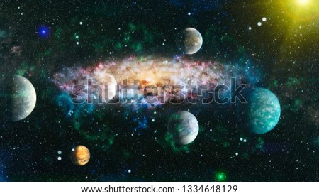 Nebula and galaxies in space.Planet and Galaxy - Elements of this Image Furnished by NASA