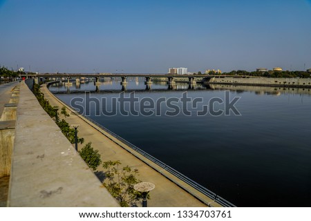 sabarmati riverfront subhash bridge view point ahmedabad gujarat Royalty-Free Stock Photo #1334703761