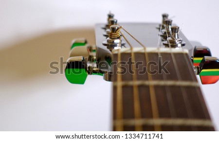  guitar  headstock  with tuning pegs . color background                           
