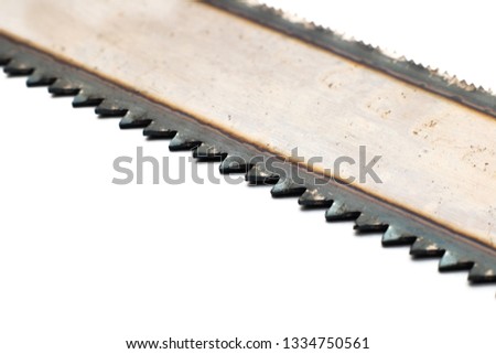 Teeth saws close up, isolate on a white background