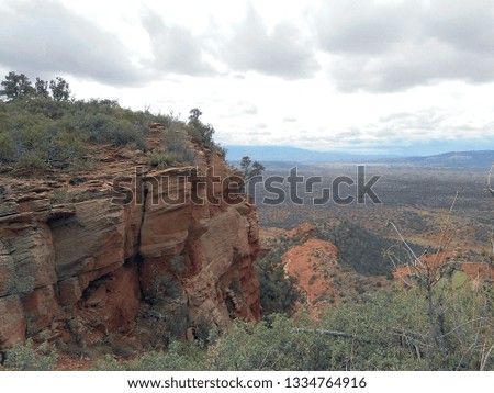 View of the red rocks and forest of Sedona, Arizona on Bear Mountain Trail.  