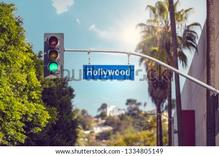 Hollywood boulevard street sign in Los Angeles