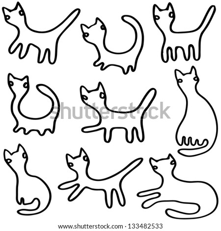 vector illustration of funny drawing cats in cartoon style