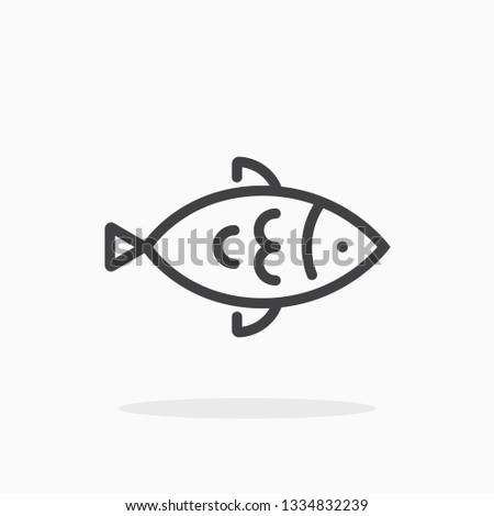 Fish icon in line style. For your design, logo. Vector illustration. Editable Stroke.