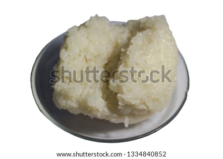 Sticky rice in a bowl on white background