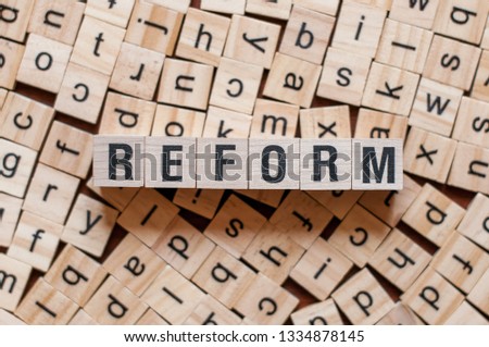 the word of REFORM on building blocks concept