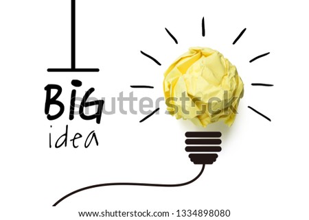 Big idea and innovation concept with paper ball.