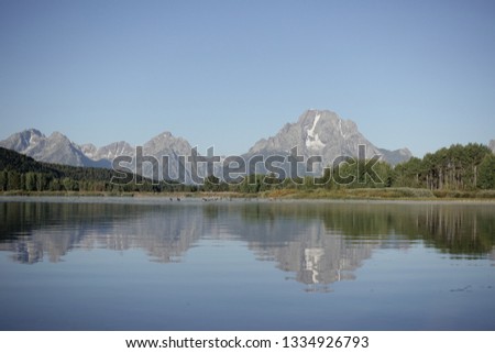 Grand Teton Mountains with Reflections from Water, Wyoming - Image