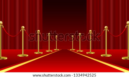 Red carpet ceremonial vip event or head of state visit realistic image with gold barriers
