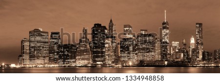 Manhattan Downtown architecture night view