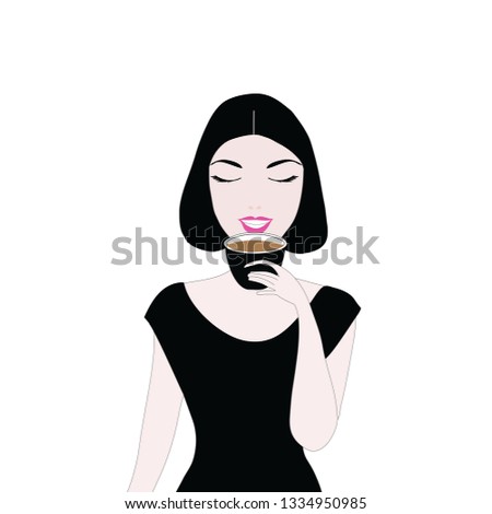 Woman drinking coffee vector