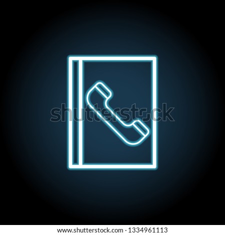 Phone book icon in neon style. Simple thin line, outline vector of web, minimalistic icons for UI and UX, website or mobile application