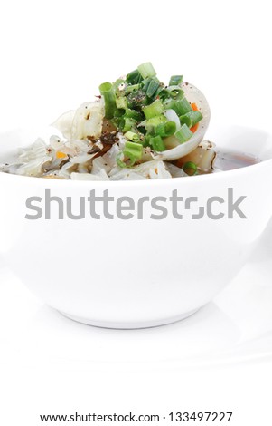 hot fresh diet vegetable soup isolated over white background