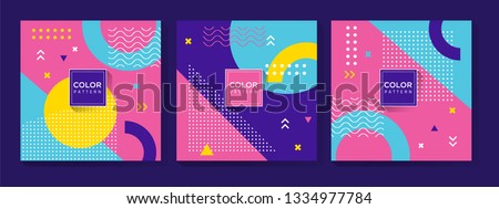 Abstract Colorful Memphis Art Background Royalty-Free Stock Photo #1334977784