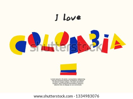 Colombia : World Flag with fun geometrical alphabets : Vector Illustration 