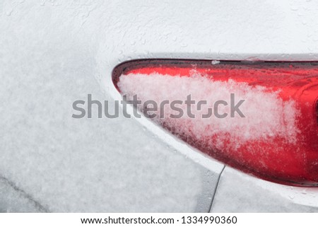 Car stack in thick snow after frozen storm in winter season.Snowfall problem traffic and transportation because heavey snow covered car