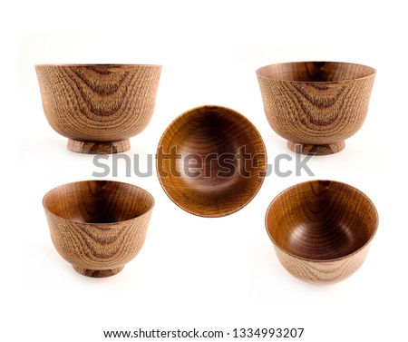 wooden bowl isolated on white background.

