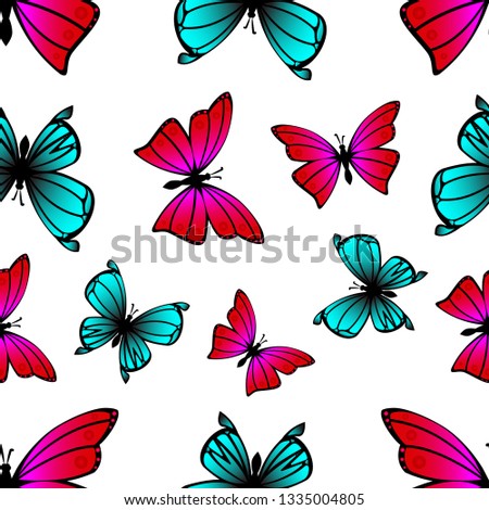 Colorful Butterfly seamless pattern isolated on white background vector illustration eps 10 