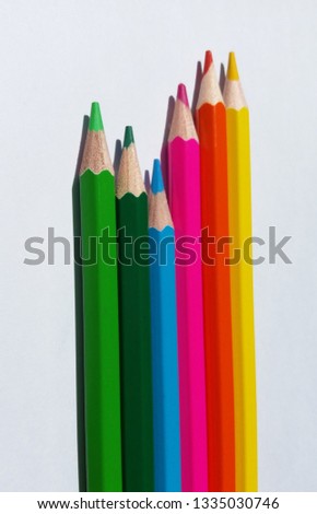 Colorful pencil set on white background,arrange