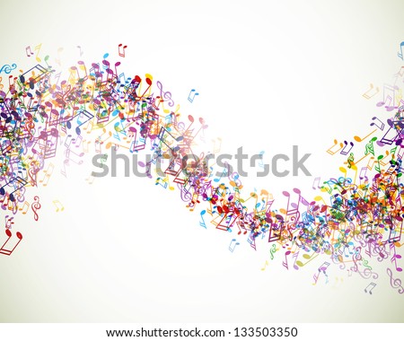 Vector Illustration of an Abstract Background with Colorful Music notes