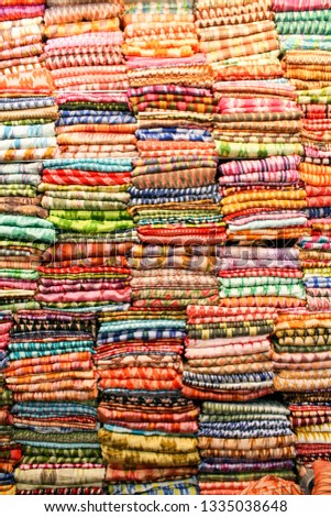 Colorful traditional woven fabric from Makassar, Indonesia Royalty-Free Stock Photo #1335038648