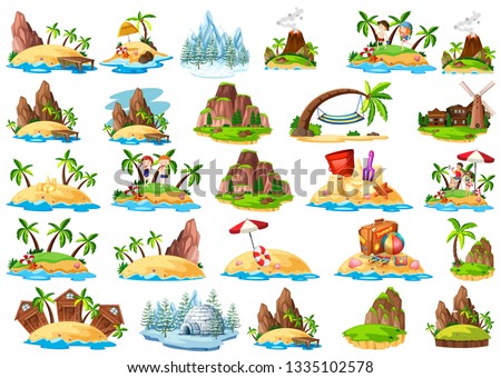 Set of different island illustration