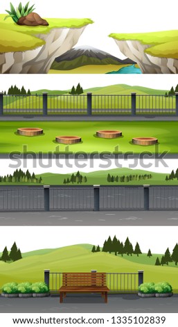 Set of national park scene illustration