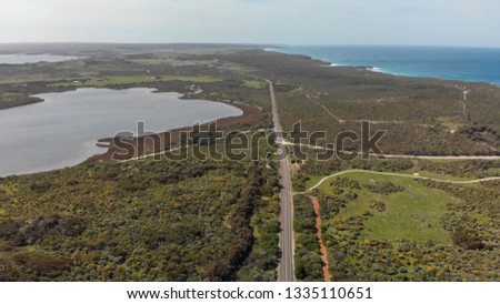 Aerial view of Prospect Hill and Kangaroo Island countryside, South Australia.