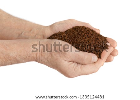 Old man hands and land isolated on white background