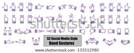 Different Social media style hand gestures, hand signs, hand symbols - Count, Counting, Love, like, Best, showing direction, Share, Hand shake, Catching, Give, Protect, Fight, Protest, Hold, Deal