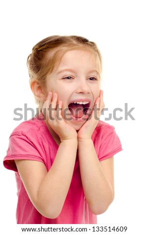 little girl isolated on a white background