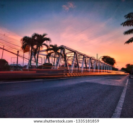 lightrail in sunset bridge 