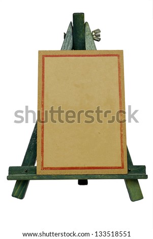 Wood easel with wooden canvas isolated