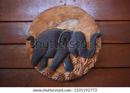 Wood carved elephant pattern vintage wall mounted wooden floor