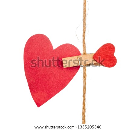 paper hearts isolated on white background