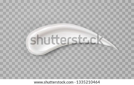 Cream texture stroke isolated on transparent background. Facial creme, foam, gel or body lotion skincare icon. Vector face cream cosmetic product smear swatch. Royalty-Free Stock Photo #1335210464