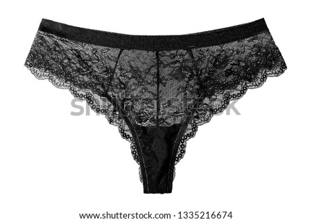 black lace women's panties isolated on a white background