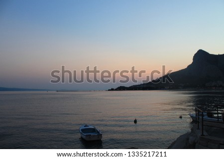 Sunset on the Adriatic sea in Omis Croatia
